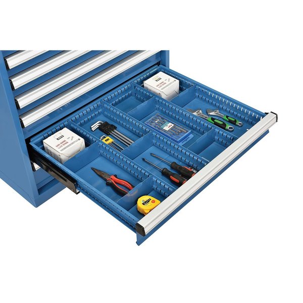 Global Industrial Divider Kit for 4H Drawer of Modular Drawer Cabinet, 3 Long & 6 Short , Blue 493342